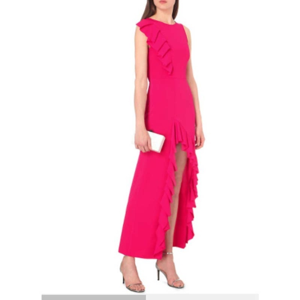 MAJE Romana Stretch-crepe Red ruffle Maxi Dress sz 2/ small